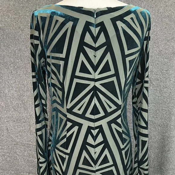 Vince Camuto 12 dress velvet burnout geometric legacy green Flattering Design - Picture 4 of 8